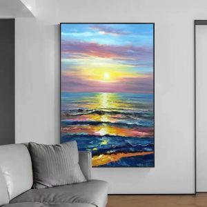 Modern abstract canvas wall art painting seascape oil painting for living room