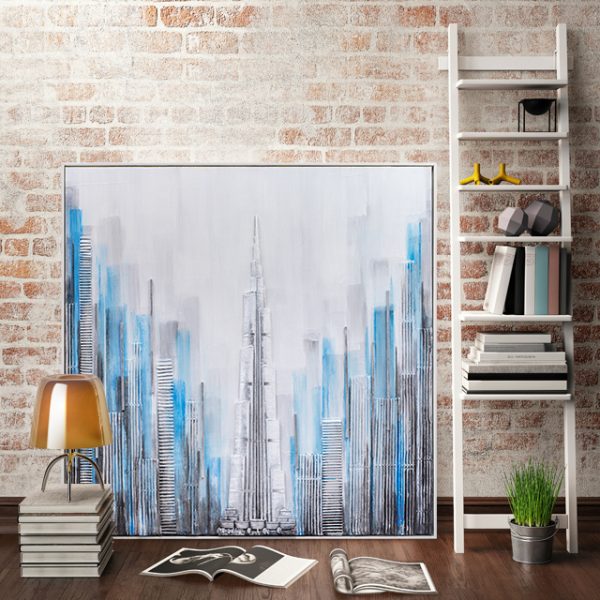 OEM handmade 3d abstract city sight canvas art home hanging painting framed oil wallpaper