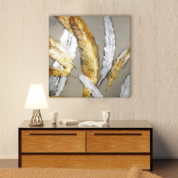 XINGCHENG Cheap Handmade beautiful feather glitter abstract oil paintings on canvas for home decor modern painting abstract art