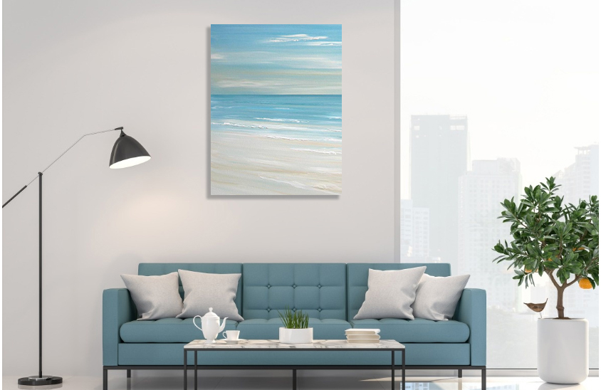 Custom Handmade Seascape Canvas Oil, Wall Art Living Room