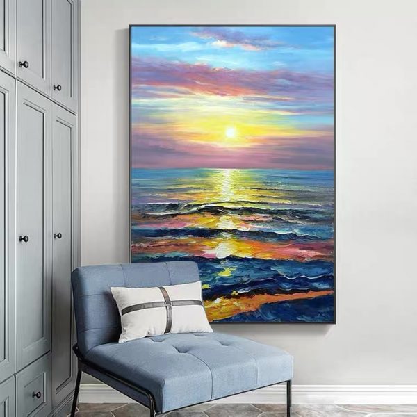 Modern abstract canvas wall art painting seascape oil painting for living room