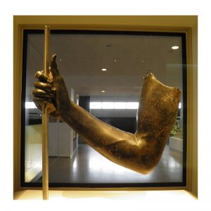 Abstract indoor home deco art craft bronze arm with pole statue
