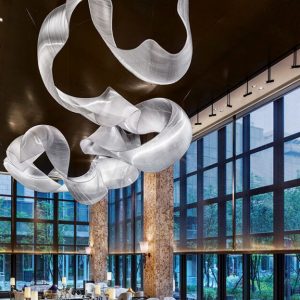 Contemporary ceiling luxury lighting for hotel lobby glass stainless steel Modern large chandelier