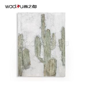 Wholesale Popular Modern Green Grey Plant China 3d Abstract Oil Painting Hand Painted Made Wall Art