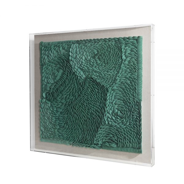 Modern Green ceramic wholesale design handmade 3D wall art decor hanging sculpture acrylic framed wall art for hotel & home