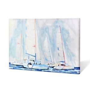 Hotel Project 50% Handmade Modern Wall Art Abstract Sailboat Oil Painting on Canvas