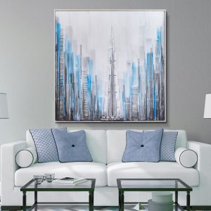 OEM handmade 3d abstract city sight canvas art home hanging painting framed oil wallpaper