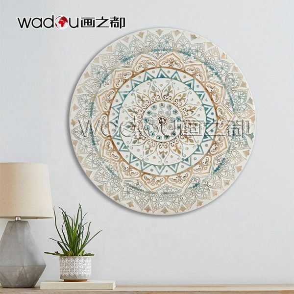 round shape masterpieces easy abstract art poster paintings colorful handmade canvas oil painting for room decoration