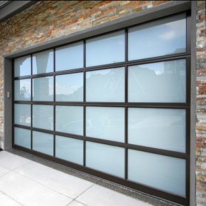 Aluminum alloy material frosted glass modern new black sectional panel garage door