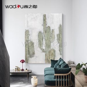 Wholesale Popular Modern Green Grey Plant China 3d Abstract Oil Painting Hand Painted Made Wall Art