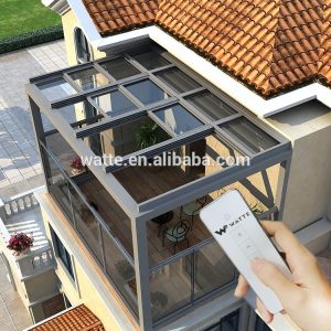 Indoor Patio Electric Transparent Bulletproof GLass Window Top Covers Interior Balcony Glass Roof Cover Skylight
