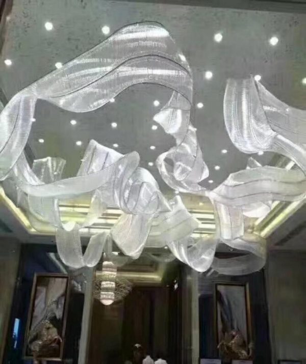 Contemporary ceiling luxury lighting for hotel lobby glass stainless steel Modern large chandelier