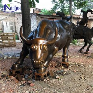 Modern Garden Outdoor Street Decoration Large Animal Metal Sculpture Bronze Wall Street Bull Statue For Sale NT-BS273D