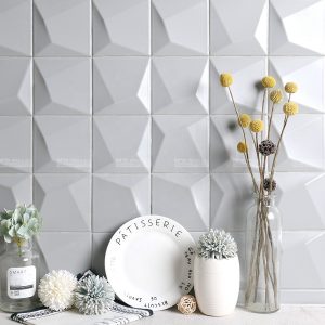 2019 new 4 inch square grey 3d modern back splash wall tile factory price porcelain bathroom tiles