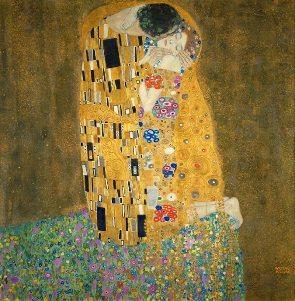 Museum Quality Gustav Klimt Kiss Pure Handmade Gold Foil Decorative Canvas Art Famous Reproduction Oil Painting for Art Gallery