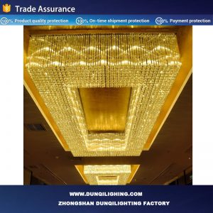 Contemporary Rectangle Ceiling Chandelier Big Crystal Flush Mounted Lighting Lamp For Hotel Lobby Banquet Hall