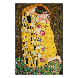 Museum Quality Gustav Klimt Kiss Pure Handmade Gold Foil Decorative Canvas Art Famous Reproduction Oil Painting for Art Gallery