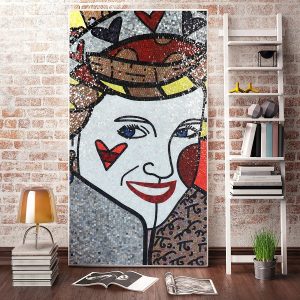 Smiling Lady women picture handmade decorative glass mosaic wall art murals