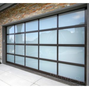 Aluminum alloy material frosted glass modern new black sectional panel garage door