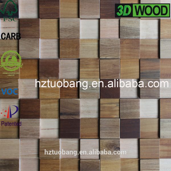 New Style Decorative 3D Effect Solid Wood Covering Paneling