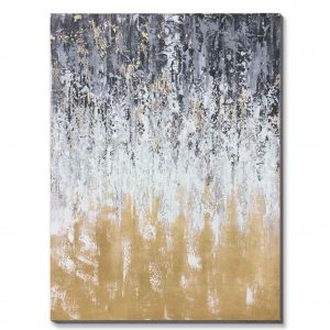 100% Handmade Abstract Design Gold Foil Wall Art Abstract Canvas Oil Painting On Canvas Stretched Art