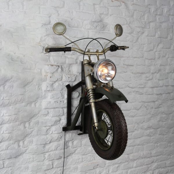 Handmade Retro Vintage HD Motorcycle Head Decoration Ornaments With Light Motorbike Front Face Wall Decoration Cafe Bar Decor