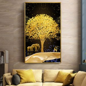 3D Flower Tree Custom Painting Abstract Picture Crystal Porcelain Painting for Home Decor Metal Art