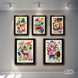 5 Panels Framed Wall Canvas Painting Art Printed Abstract Animal Art Canvas