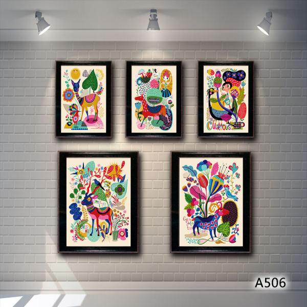 5 Panels Framed Wall Canvas Painting Art Printed Abstract Animal Art Canvas