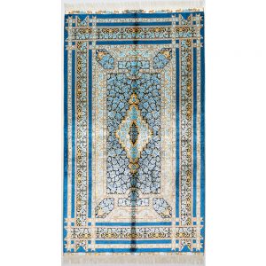 home decor Persian hand knotted silk Area Rug, Bright Blue color Handmade silk carpet/