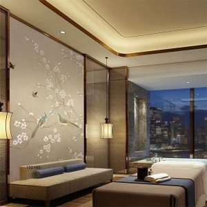 Hotel Suite Decoration Chinese Style Flower Mural 100% Handmade Canvas Wall Art Painting