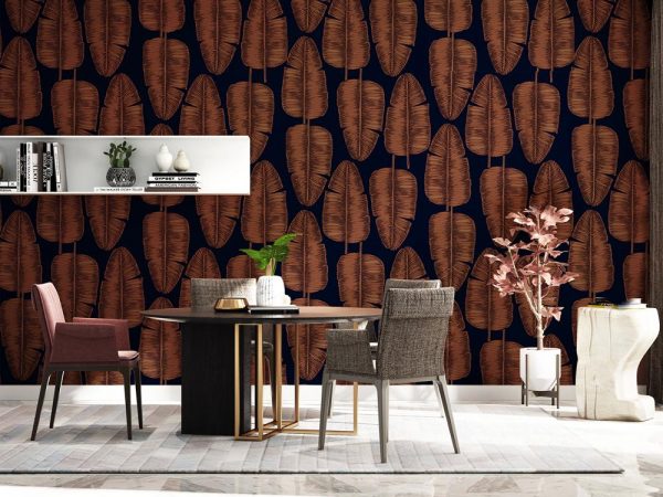 Luxury Paper 3d Forest Wall Mica Hotel Banana Leaf Wallpaper Eco Friendly Bf Wallpaper