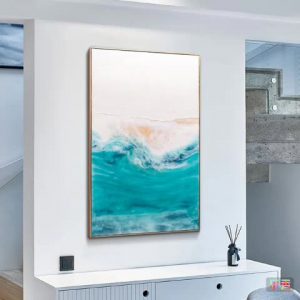 Sea landscape handmade 3d canvas art oil painting metal frame high quality wall mural