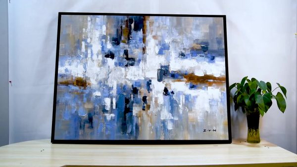 Acrylic Wall Art Home Decoration Blue Texture Large Hand Painted Oil Painting Canvas Abstract