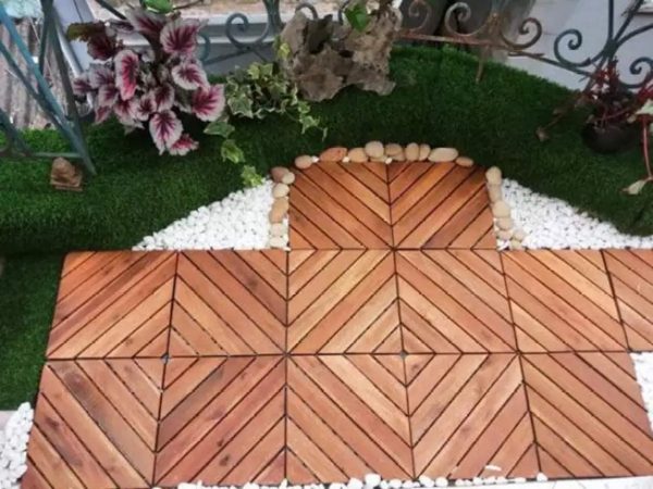 Interlocking Outdoor Floor Tiles For Garden 12x12x0.85 inches (8 Slat)