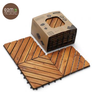 Interlocking Outdoor Floor Tiles For Garden 12x12x0.85 inches (8 Slat)